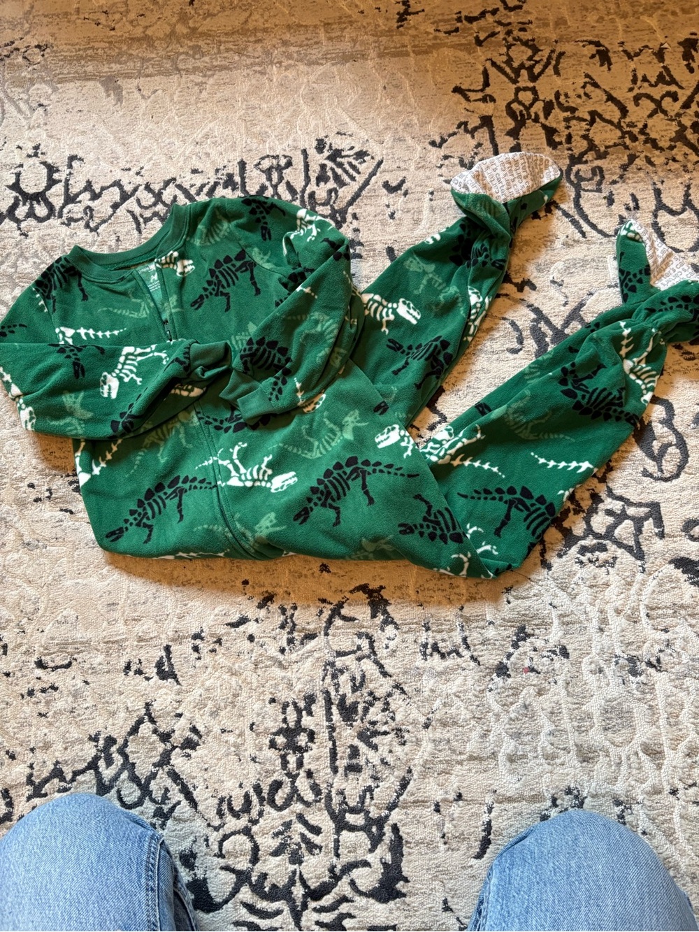 Carter's Green dinosaur Print fleece footie Pajamas
